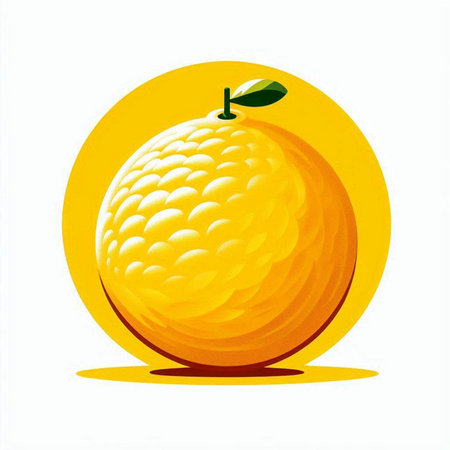 Illustration of a yellow orange on a white background, vector illustrationのイラスト素材