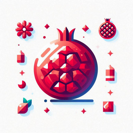 Pomegranate fruit vector illustration. Pomegranate fruit icon.のイラスト素材