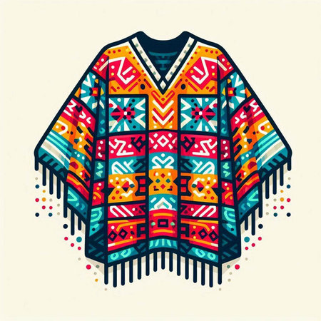 Tribal patterned sweater. Vector illustration in vintage style.のイラスト素材