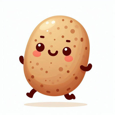 Cute cartoon potato character. Vector illustration isolated on white background.のイラスト素材