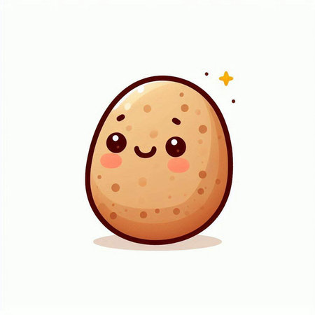Cute happy smiling potato. Vector flat cartoon character illustration icon designのイラスト素材