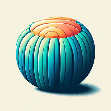 3D illustration of an abstract sphere in blue and orange colors.のイラスト素材