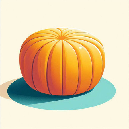 Pumpkin illustration with shadow on a white background. Vector illustration.のイラスト素材
