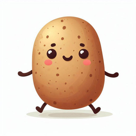 Cute kawaii potato character. Vector illustration isolated on white background.のイラスト素材