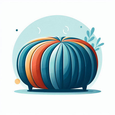 Illustration of a decorative pumpkin in a modern style. Vector illustration.のイラスト素材
