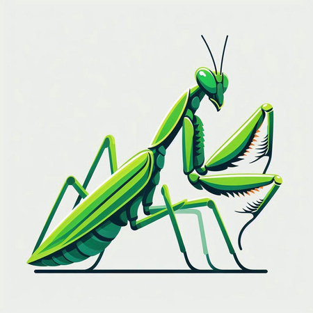 Praying mantis. Vector illustration of a praying mantis.のイラスト素材