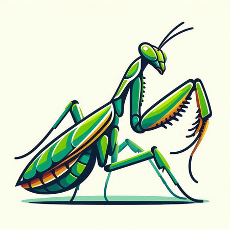 Praying mantis. Vector illustration of a praying mantis.のイラスト素材