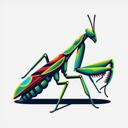 Praying mantis. Vector illustration of a praying mantis.のイラスト素材