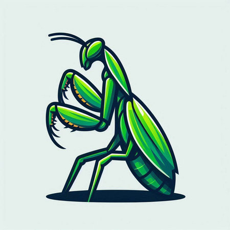 Praying mantis mascot. Vector illustration of praying mantis.のイラスト素材