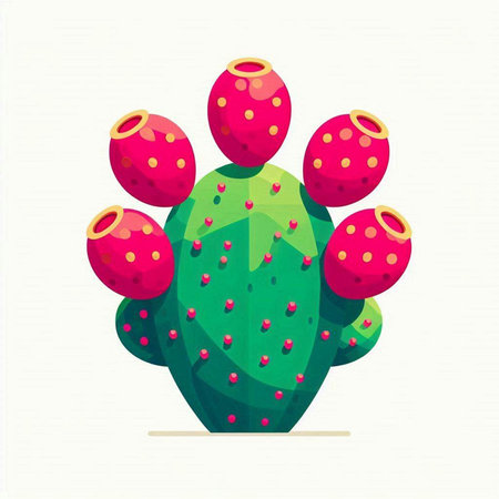 Cactus with red dots on a white background. Vector illustration.のイラスト素材