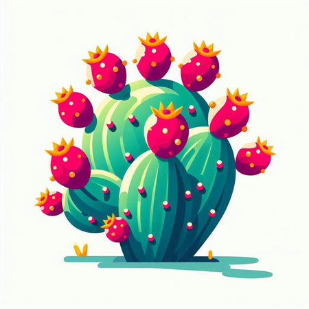Cactus with crowns. Cacti in cartoon style. Vector illustration.のイラスト素材