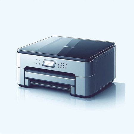 Printer isolated on a white background. 3d rendering. Computer digital drawing.のイラスト素材