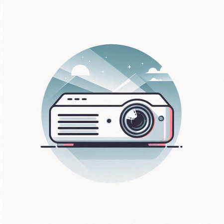 Illustration of a modern projector on a white background. Vector illustrationのイラスト素材