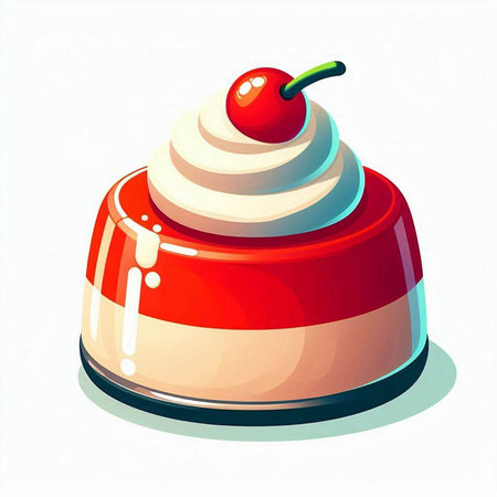 Vector illustration of a red velvet cake with cream and cherry on topのイラスト素材