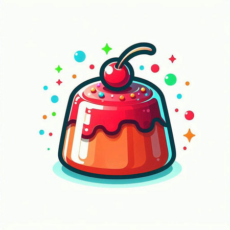 Cake icon. Vector illustration in cartoon style. Isolated on white background.のイラスト素材