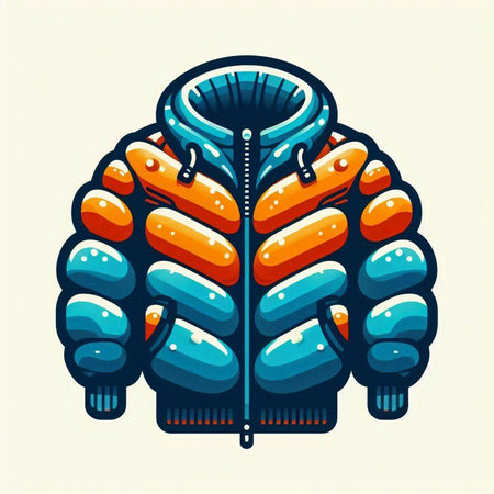Winter jacket vector illustration, warm clothing for cold weather. Winter fashion clothingのイラスト素材