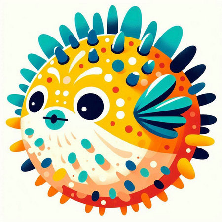 Funny cartoon fish on a white background. Vector illustration for children.のイラスト素材