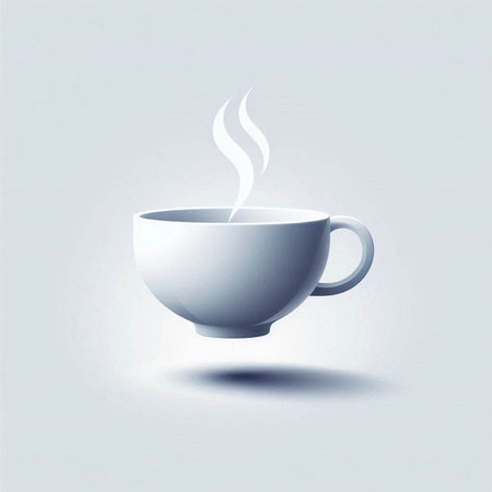 Coffee cup icon on the grey background. Vector illustration.のイラスト素材