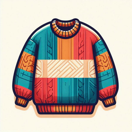 Knitted sweater isolated on white background. Colorful vector illustration.のイラスト素材