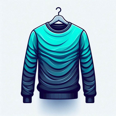 Blue sweater on a hanger on a white background. Vector illustrationのイラスト素材