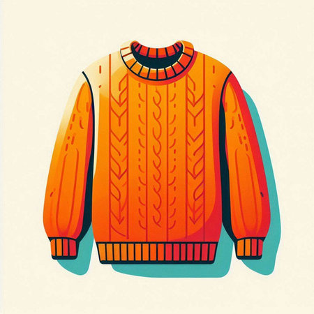 Orange sweater with a pattern on a light background. Vector illustration.のイラスト素材