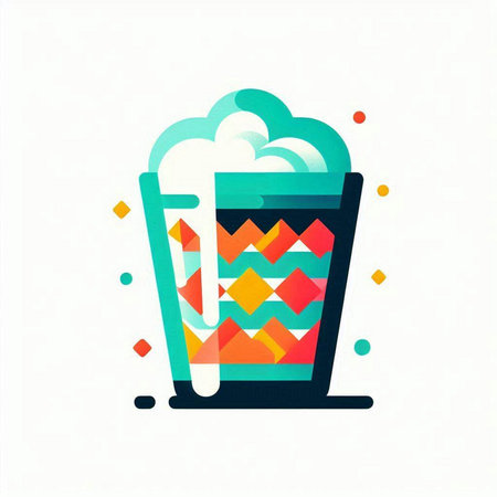 Cocktail with foam in a glass. Colorful vector icon.のイラスト素材