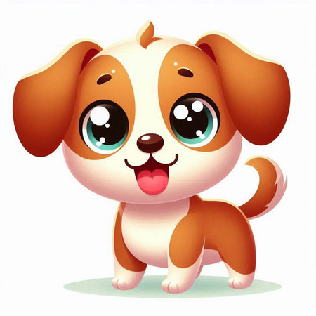 Cute cartoon dog with big eyes. Vector illustration isolated on white background.のイラスト素材