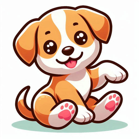 Cute cartoon dog sitting on a white background. Vector illustration.のイラスト素材
