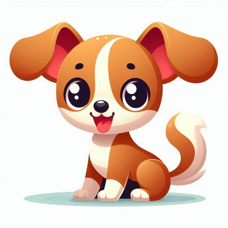 Cute cartoon dog. Vector illustration isolated on a white background.のイラスト素材