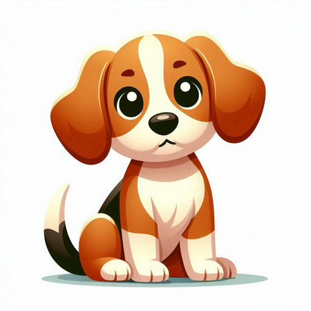 Cute cartoon dog sitting on the floor. Vector illustration isolated on white background.のイラスト素材