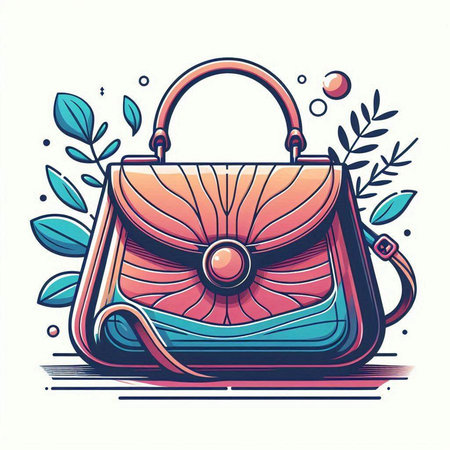 Fashionable handbag in retro style. Vector illustration for your designのイラスト素材