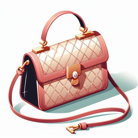 Illustration of a woman's leather handbag on a white backgroundのイラスト素材