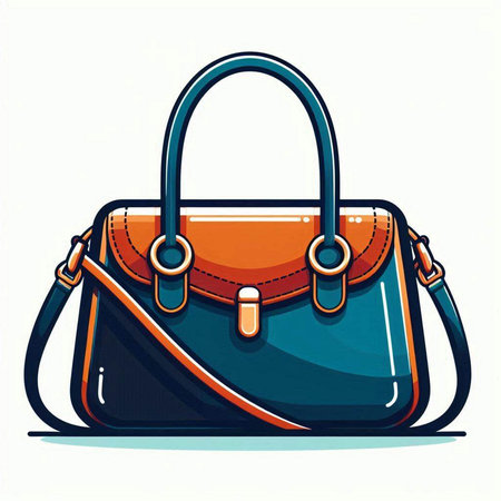 Women's leather handbag. Vector illustration on a white background.のイラスト素材