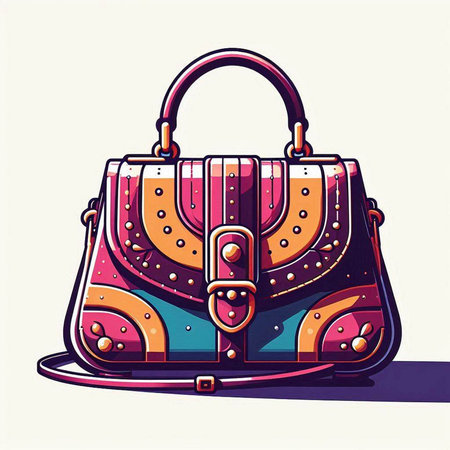 Fashionable woman handbag. Vector illustration in retro style.のイラスト素材