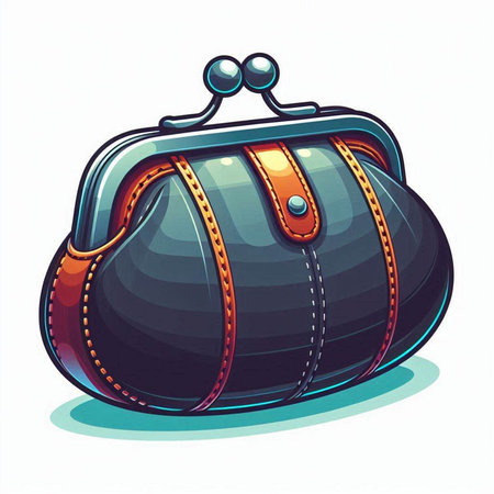 Vector illustration of a purse. Cartoon style. Isolated on white background.のイラスト素材