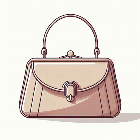Vector illustration of a beige handbag on a white background.のイラスト素材