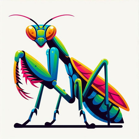 Mantis. Vector illustration. Isolated on a white background.のイラスト素材