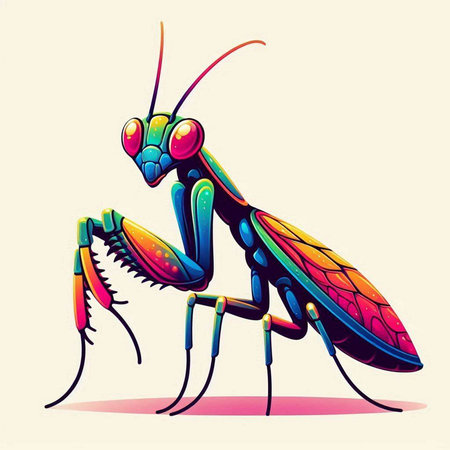 Praying mantis. Vector illustration of a praying mantis.のイラスト素材