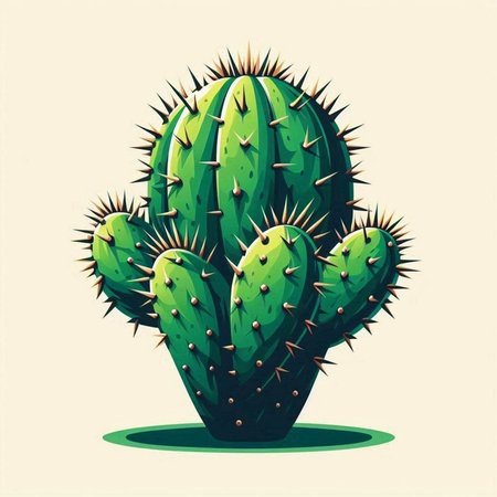 Illustration of green cactus in cartoon style. Vector illustration.のイラスト素材