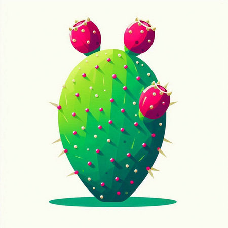 cactus with red fruits on a white background. vector illustration.のイラスト素材