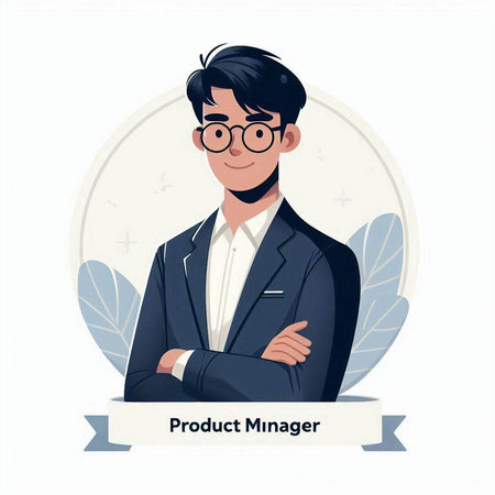 Portrait of a young man in a business suit and glasses. Vector illustrationのイラスト素材