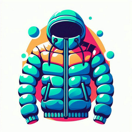 Winter jacket. Vector illustration of a winter jacket. Cartoon style.のイラスト素材