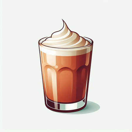 Coffee in a glass with whipped cream. Vector illustration.のイラスト素材