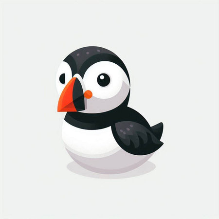 Cute cartoon penguin. Vector illustration isolated on white background.のイラスト素材