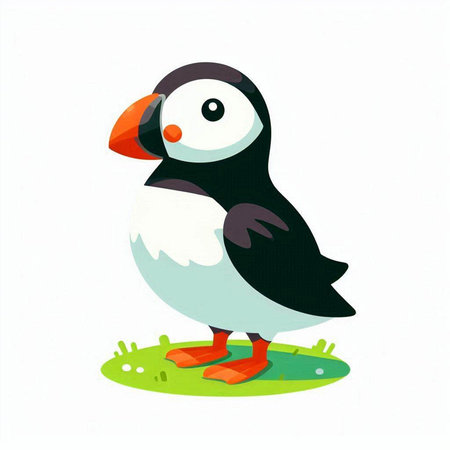 Puffin. Isolated on white background. Vector illustration.のイラスト素材