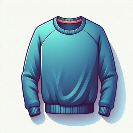 Illustration of a blue sweater on a white background with shadow.のイラスト素材