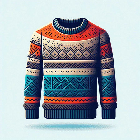 Knitted sweater. Vector illustration of a sweater in retro style.のイラスト素材