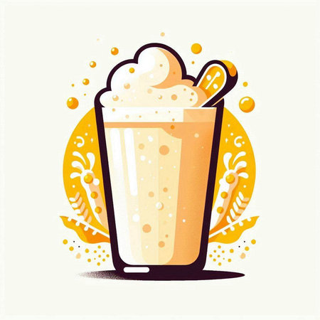 Milkshake with whipped cream in a glass. Vector illustration.のイラスト素材
