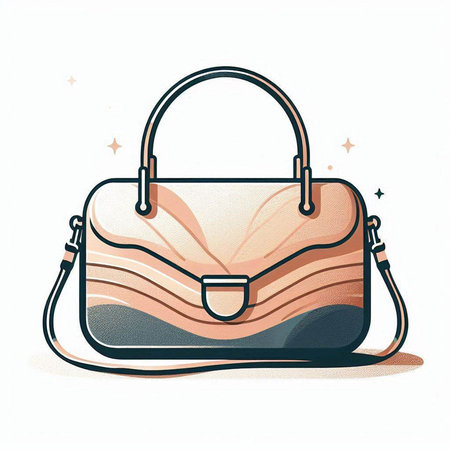 Illustration of a handbag in retro style on a white backgroundのイラスト素材