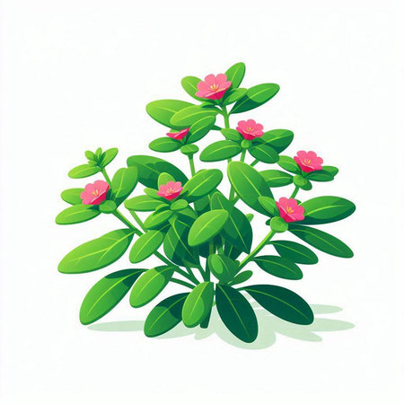 Flowering purslane isolated on white background. Vector illustration.のイラスト素材